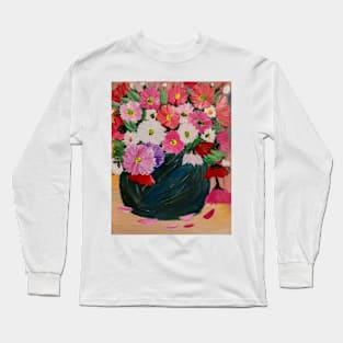 A lovely boutique of flowers in a blue vase . Long Sleeve T-Shirt